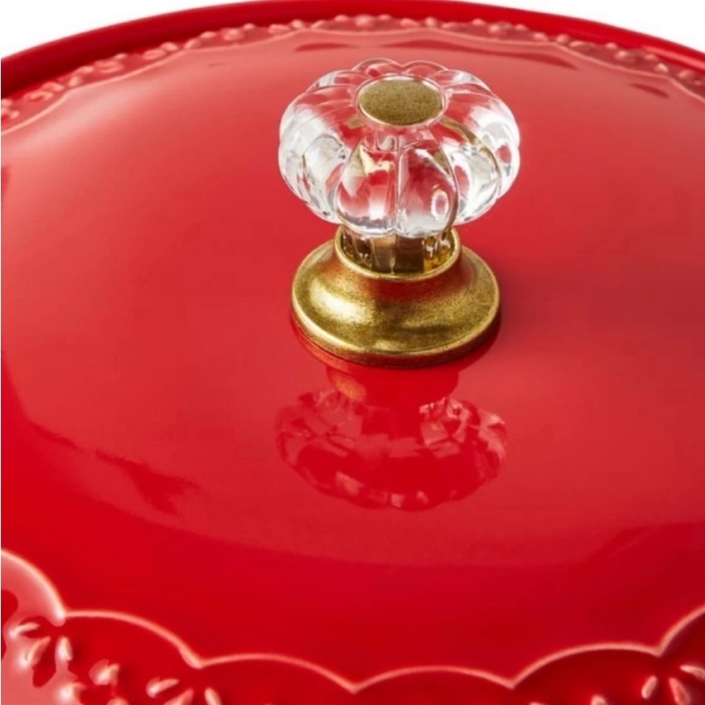 The Pioneer Woman Sweet Romance Red Gingham Check Potato Keeper with Lid: - Picture 3 of 5